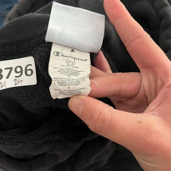 Champion Mens Faded Black Hoodie Reverse Weave M Sweatshirt Streetwear Normcore - Picture 8 of 9